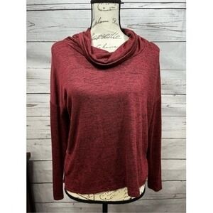 One Clothing Mens Burgundy Marled Cowl‎ Neck Drop Shoulder Pullover Top UT7573 S